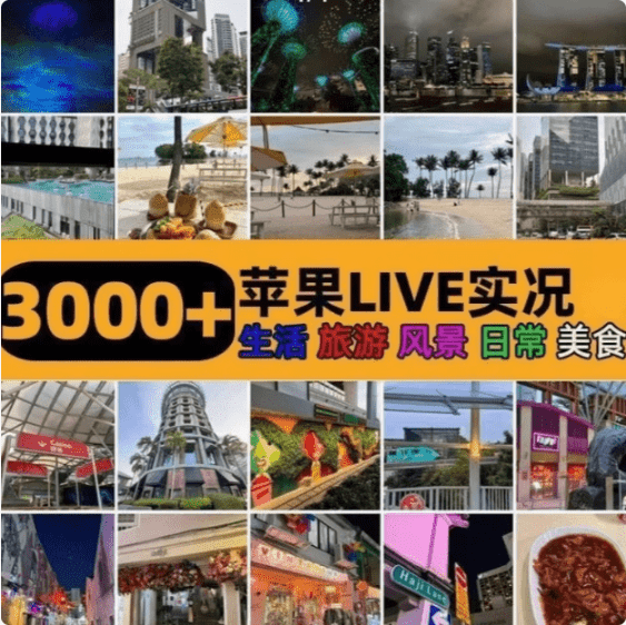 自费购买素材！高清实况素材3000+，动态时况苹果live素材包，适合自媒体起号，高画质视频素材-爱学吧资源网-免费高质量素材资源分享站